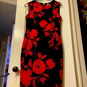 Calvin Klein Black Floral mid-length dress. Size 6